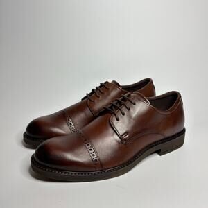 ECCO Vitrus III Cap Toe Tie Oxford Leather Loafers in Cognac